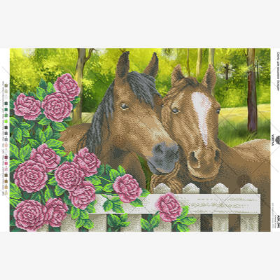 изображение: схема для вышивки бисером Пара лошадей изображение: схема для вышивки бисером Пара лошадей