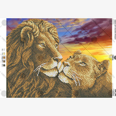 изображение: схема для вышивки бисером Львы