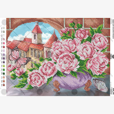 фото: схема для вышивки бисером Пионы