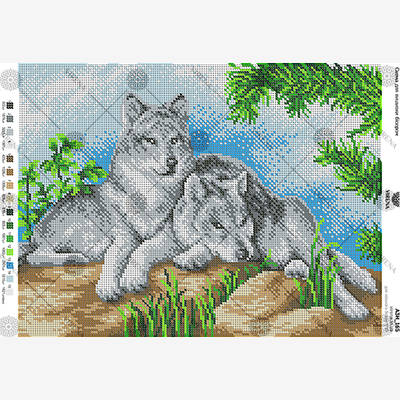 изображение: схема для вышивки бисером Пара волков
