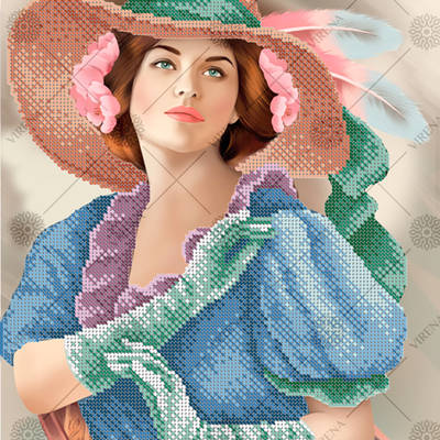 фото: схема для вышивки бисером Девушка в шляпе фото: схема для вышивки бисером Девушка в шляпе