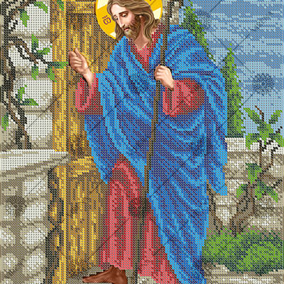 изображение: схема для вышивки бисером Иисус стучит в дверь