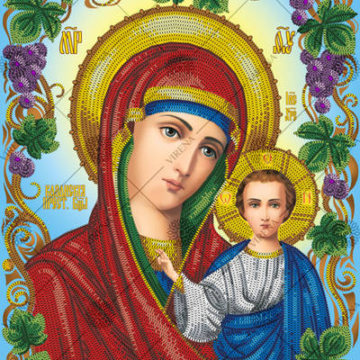фото: схема для вышивки бисером икона БМ Казанская с Иисусом Христом
