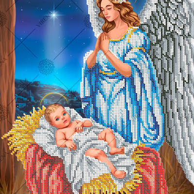 фото: схема для вышивки бисером икона Иисус и ангел