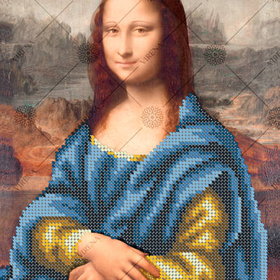 фото: картина, вышитая бисером, Мона Лиза