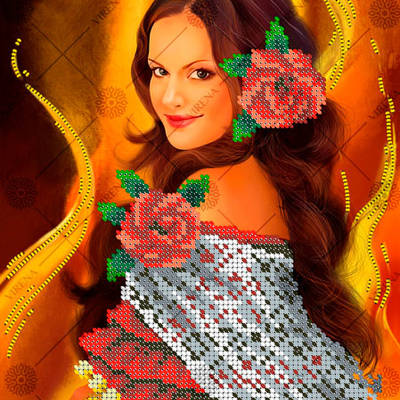 фото: картина, вышитая бисером, Девушка фото: картина, вышитая бисером, Девушка