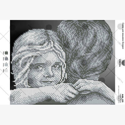 фото: картина, вышитая бисером, Папа и дочь