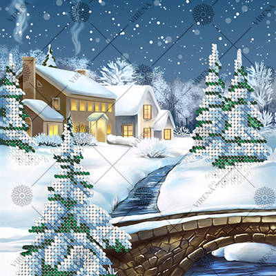 фото: картина, вышитая бисером, Зима фото: картина, вышитая бисером, Зима