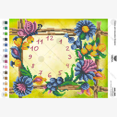 фото: схема для вышивки бисером Часы Цветы