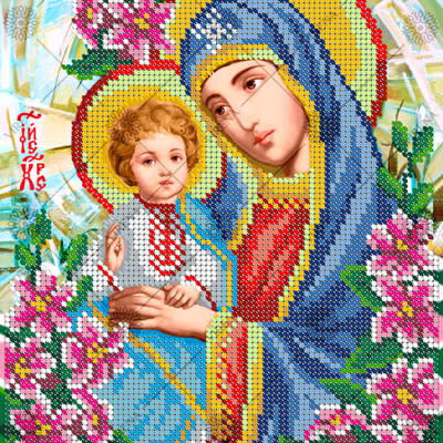 изображение: схема для вышивки бисером по мотивам иконы А. Охапкина Святые Богородица и Иисус