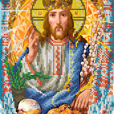 изображение: схема для вышивки бисером по мотивам иконы А. Охапкина Иисус Христос Пасха