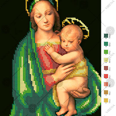 изображение: схема для вышивки бисером по мотивам иконы Рафаеля Санти Мадонна Грандука