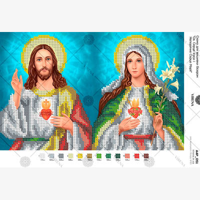 фото: схема для вышивки бисером Святейшее Сердце Иисуса и Непорочное Сердце Марии