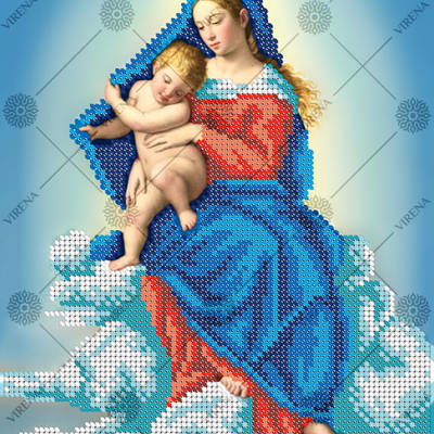 изображение: схема для вышивки бисером Картина по мотивам художника Джованни Сассоферрато Мадонна с младенцем