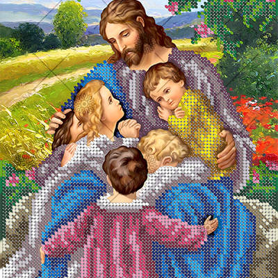 изображение: схема для вышивки бисером Иисус с детьми