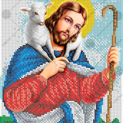 изображение: схема для вышивки бисером Иисус Пастырь