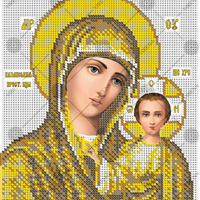 изображение: икона для вышивки бисером БМ Казанская