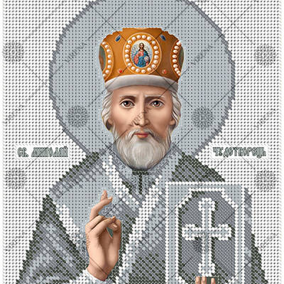 изображение: икона для вышивки бисером Николай Чудотворец
