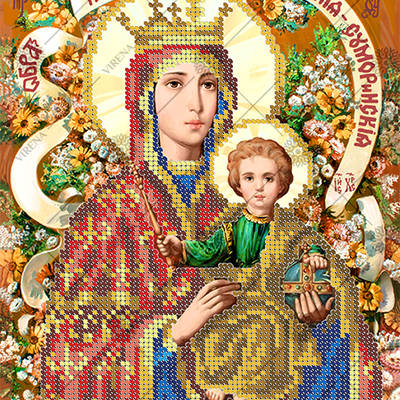 изображение: схема для вышивки бисером по мотивам иконы А. Охапкина Богородица Тотемско-Суморинская