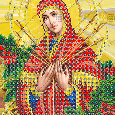 изображение: схема для вышивки бисером по мотивам иконы А. Охапкина Богородица Семистрельная изображение: схема для вышивки бисером по мотивам иконы А. Охапкина Богородица Семистрельная