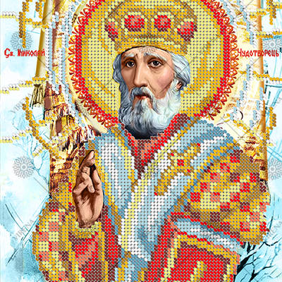 изображение: схема для вышивки бисером по мотивам иконы А. Охапкина Святой Николай Чудотворец