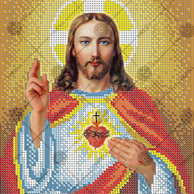 изображение: икона для вышивки бисером Пресвятое Сердце Иисуса Христа