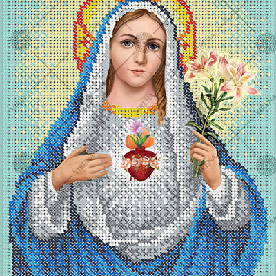 изображение: икона для вышивки бисером Непорочное Сердце Девы Марии