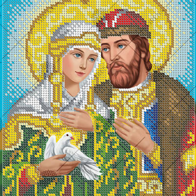 изображение: икона для вышивки бисером Святые Пётр и Феврония (Покровители супругов)