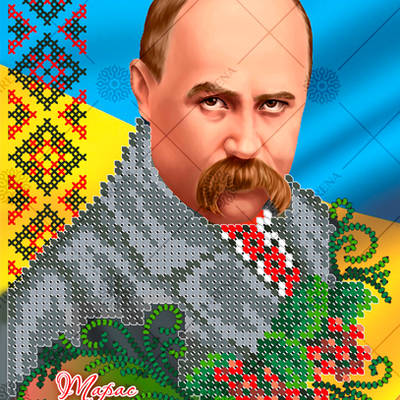 фото: картина, вышитая бисером и крестиком, Портрет Т. Г. Шевченко