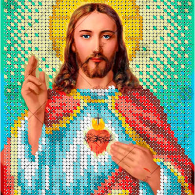 изображение: икона для вышивки бисером Непорочное Сердце Иисуса