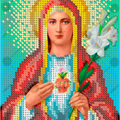 изображение: икона для вышивки бисером Непорочное Сердце Марии