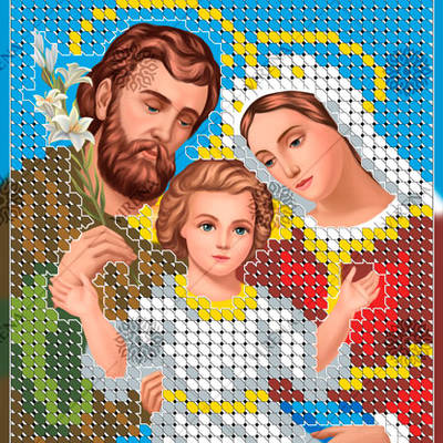 изображение: икона, вышитая бисером, Святое Семейство