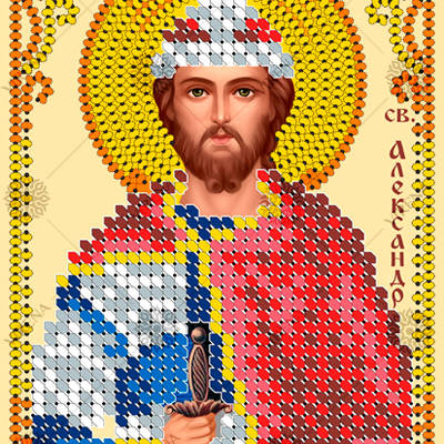 изображение: икона, вышитая бисером, Св. Князь Александр