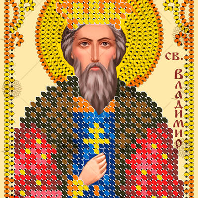 изображение: икона, вышитая бисером, Св. Князь Владимир Великий