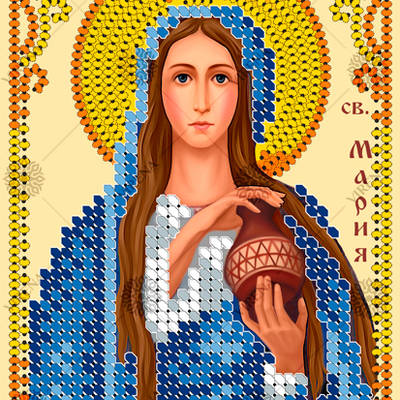 изображение: икона, вышитая бисером, Мария Магдалина