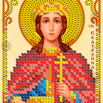 изображение: икона, вышитая бисером, Св. Мца. Катерина