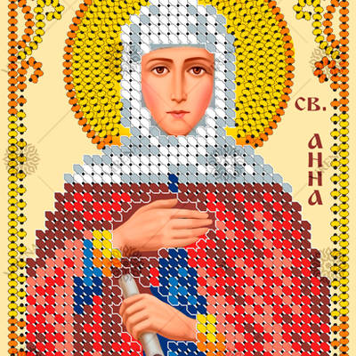 изображение: икона, вышитая бисером, Св. Анна Пророчица