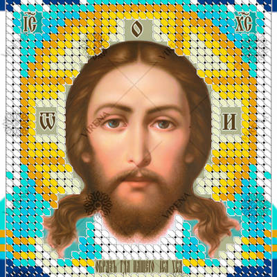 изображение: икона, вышитая бисером, Нерукотворный образ Иисуса Христа