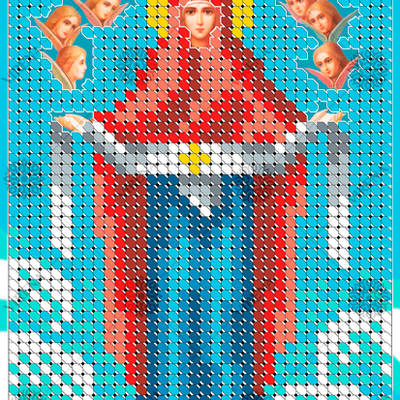 изображение: икона, вышитая бисером, Покров Пресвятой Богородицы