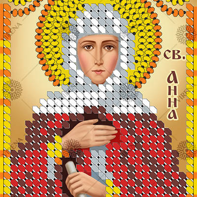 изображение: икона, вышитая бисером, Св. Анна