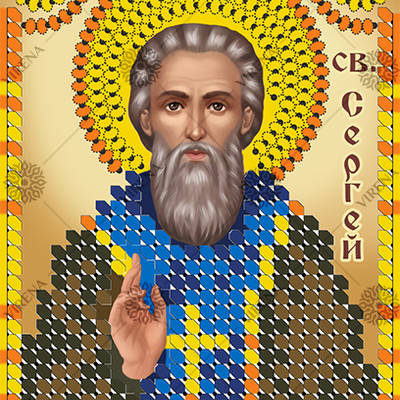 изображение: икона, вышитая бисером, Св. Сергий Радонежский