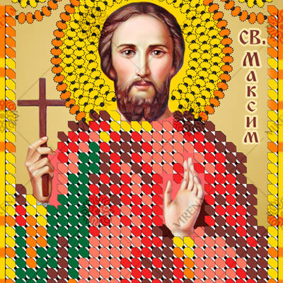изображение: икона, вышитая бисером, Св. Максим
