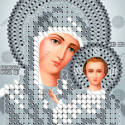 изображение: икона, вышитая бисером, БМ Казанская