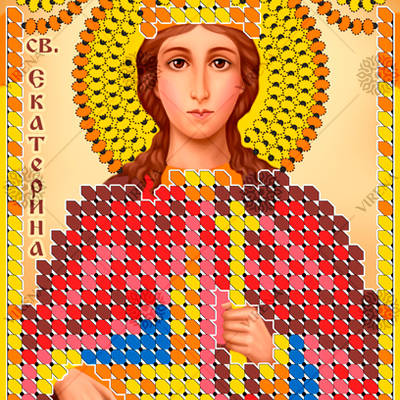 изображение: икона, вышитая бисером, Св. Мученица Катерина