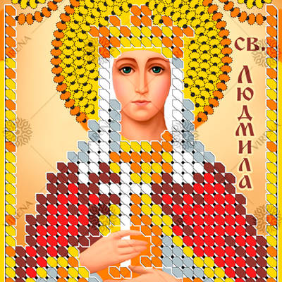 изображение: икона, вышитая бисером, Св. Мученица Людмила