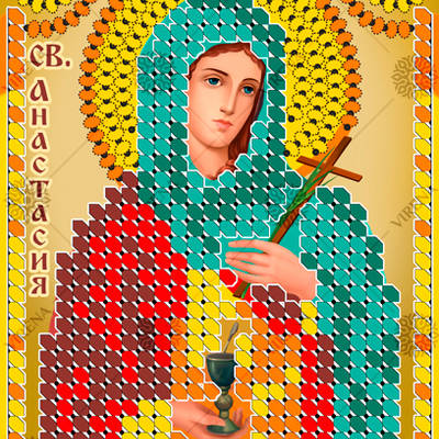 изображение: икона, вышитая бисером, Св. Мца. Анастасия