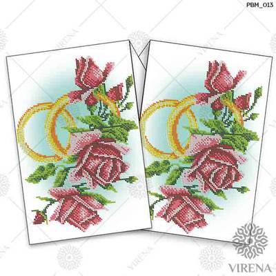 фото: рушник свадебный для вышивания бисером, Розы и обручальные кольца