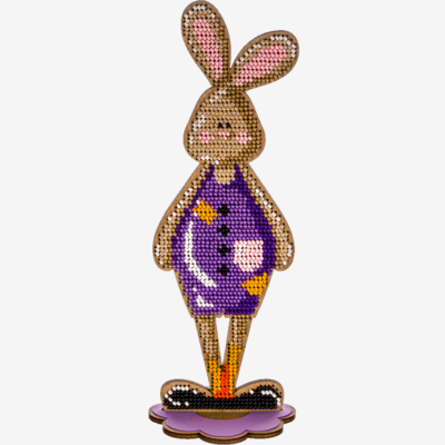 фото: набор для вышивки бисером по дереву, пасхальный кролик