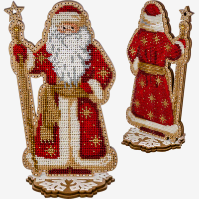 фото: набор для вышивки бисером по дереву, Дед Мороз