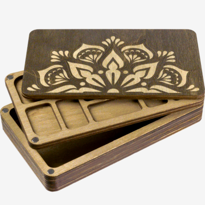 фото: деревянный органайзер для бисера многоярусный с деревянной крышкой